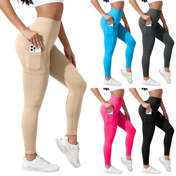 TGPMGRZ 2026 New 3D Anti Cellulite Leggings with Pocket, Compression Leggings for Women, Yoga, Gym, Workout Beige Size XXL