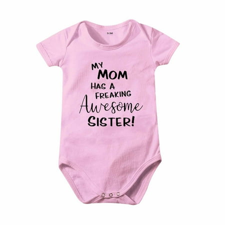 

Clearance! Realhomelove Baby Boys Girls Onesie My Mom Has a Freaking Awesome Sister Infant Romper Bodysuits Jumpsuit Newborn Outfit for 0-24 Months