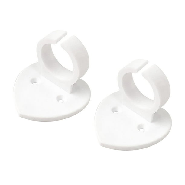 2 clips para colgar micrófonos de 32 a 40 mm. Gancho estable para sujetar micrófonos. blanco