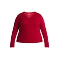 thumbnail image 5 of Terra & Sky Women's Plus Long Sleeve Notch Neck Top, Sizes 0X-5X, 5 of 5