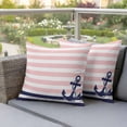 thumbnail image 5 of Pack of 2 Outdoor Pillow Covers 18x18 Inch Waterproof Anchor Pink Throw Pillow Covers,Decorative Couch Pillow Case Sham Modern Navy Blue White Striped Nautical Patio Garden Pillowcases Cushion Covers, 5 of 8
