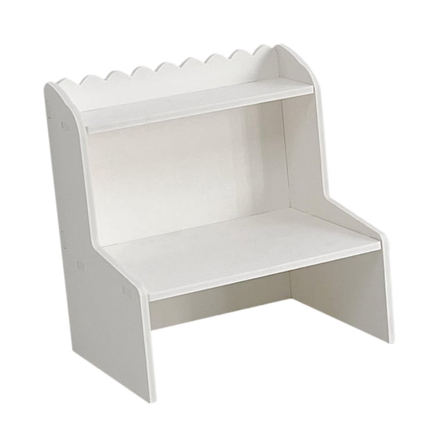 Estante de almacenamiento, librería de doble capa, suministros de escritorio, decoración del hogar, soporte de mesa, estante de exhibición, estantería,Blanco,28,5x22x30cm
