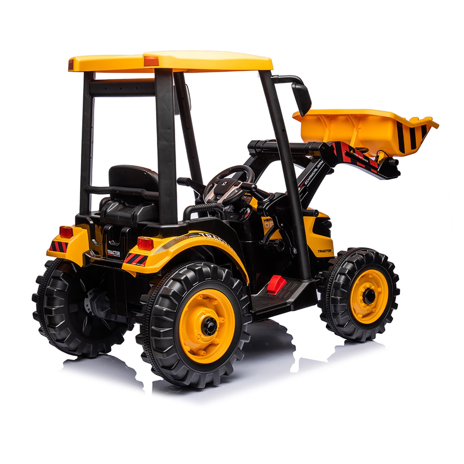 CIPACHO 24 V Powered Ride Ons Tractor, Electric Construction Vehicles for Kids with 3-Gear-Shift Ground Loader and Backhoe Digger, Kids' Car Toys, Yellow CIPACHO 24 V Powered Ride Ons Tractor, Electric Construction Vehicles for Kids with 3-Gear-Shift Ground Loader and Backhoe Digger, Kids' Car Toys, Yellow