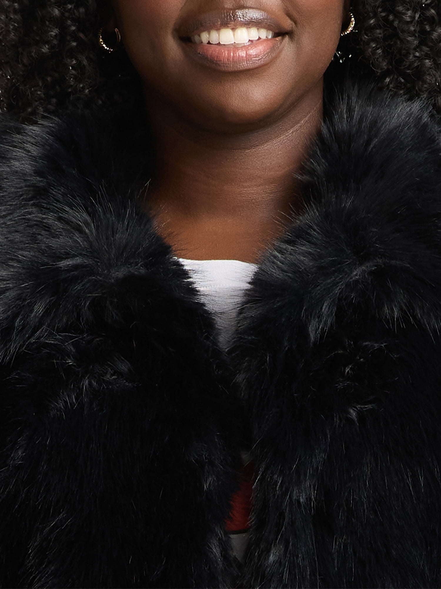 Time and Tru Women's Long Faux Fur Jacket, Sizes XS-3X