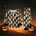 thumbnail image 6 of Halloween Pajamas, Halloween Matching Family Pajamas Beige Ghost Print Long Sleeve 2Pcs Pj Set Soft Sleepwear Nightwear Loungewear Holiday Party Costume Fun Festive Stylish Spooky Season for Family, 6 of 7