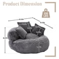 thumbnail image 5 of Villeston Oversized Corduroy Bean Bag Chair with Throw Pillows for Livingroom,Dark Gray, 5 of 7