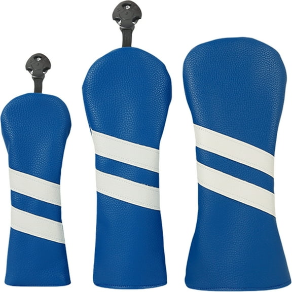CIYISON 3Pcs Stripe Pattern Fairway Wood Headcover PU Leather Golfs Club Head Cover