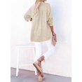 thumbnail image 4 of Womens Casual Button V Neck Long Sleeve Shirts Oversized Solid Blouses Tops  4XL, 4 of 5