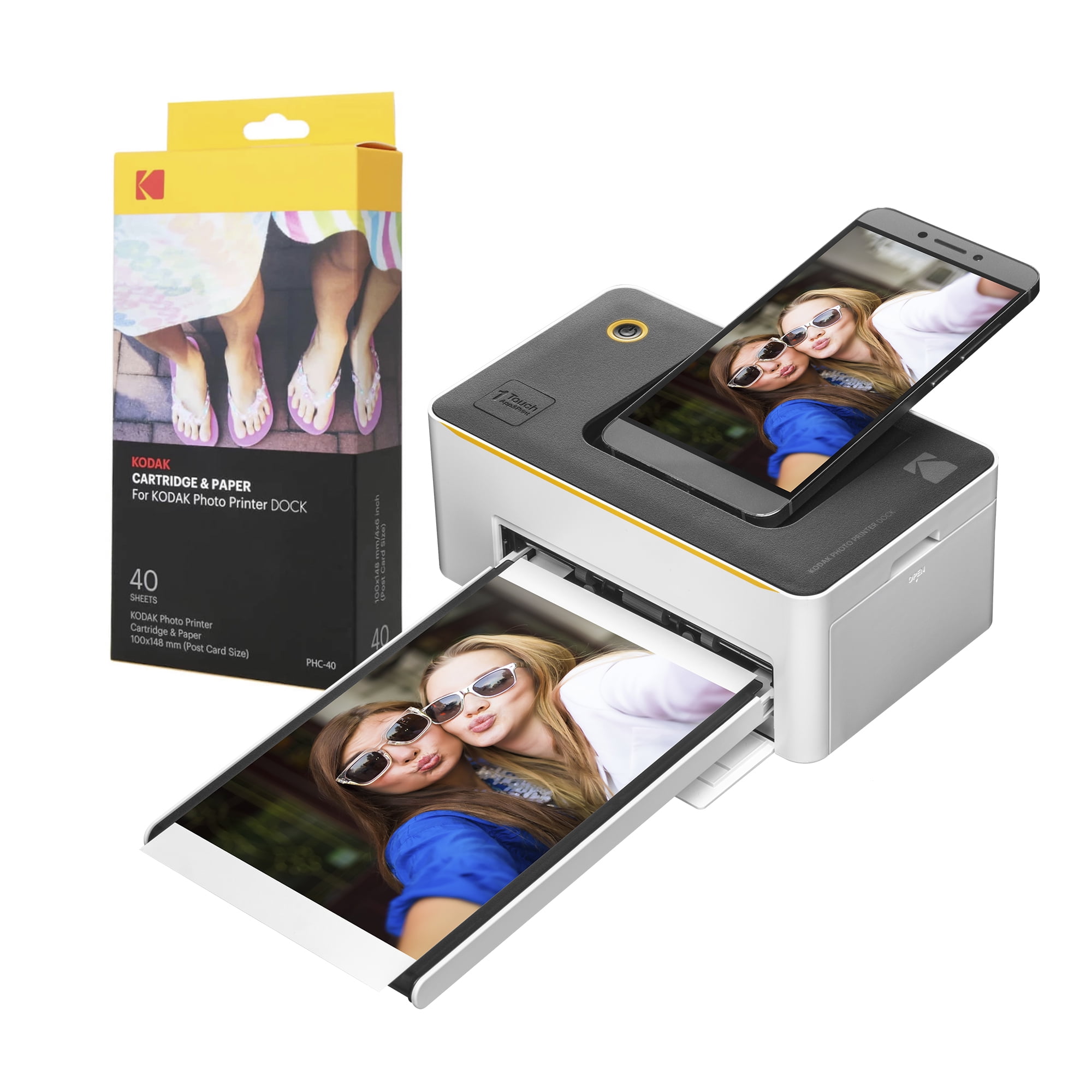 brænde Siesta neutral Kodak Dock Premium 4x6” Portable Instant Photo Printer, Bluetooth Edition |  Full Color Photos, 4Pass & Lamination Process | Compatible with iOS,  Android, and Bluetooth Devices (2021 Edition) - Walmart.com