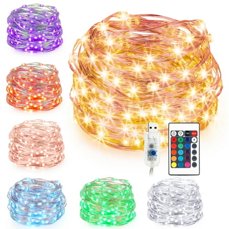 Kohree LED String Lights,USB Powered Multi Color Changing String Lights with Remote,100leds Indoor Decorative Silver Wire Lights for Bedroom,Patio,Outdoor Garden,Stroller,DecorTree.(33 ft 16 Colors)