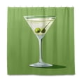 thumbnail image 2 of Yayeee Shower Curtain with Hooks 72"x72" Waterproof Fabric Bathroom Hanging Decor, Green Martini Glass, 2 of 5