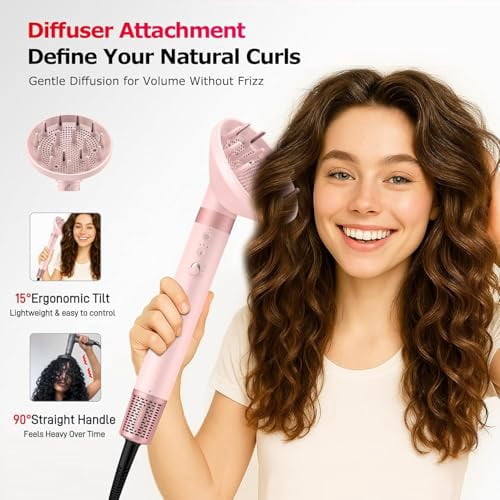 5 in 1 High-Speed Hot Air Styler, Professional Frizz-Free Hair Dryer Brush with Diffuser, No Heat Damage Air Styler Wrap for Curl, Volumize