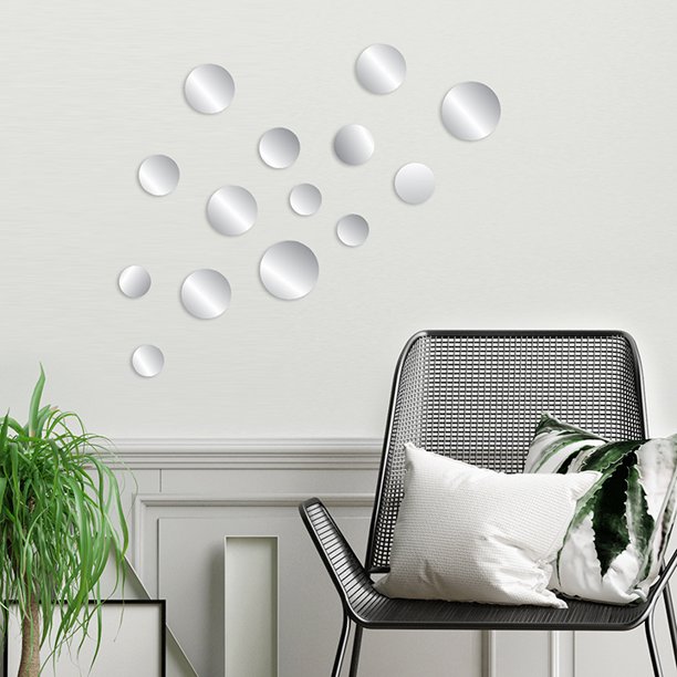 Blue Moon Studio 14 pc Peel and Stick SelfAdhesive Silver Circle Wall