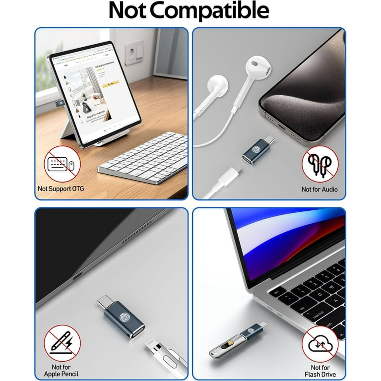  USB C to Lightning Audio Adapter Compatible with iPad Pro  MacBook,USB-C Male to Female Lightning Earphones Converter for iPhone 15  Pro Max / 15 Pro / 15 Plus / 15,Not Support Charging : Electronics