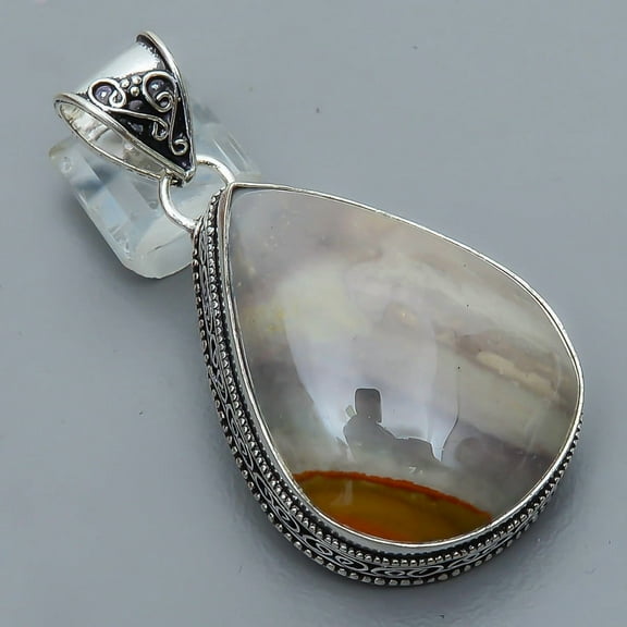 Polychrome Jasper 925 Sterling Silver Fine Art Pendant 2.15" S1998, Christmas Gift, Gemstone Silver Jewelry, Jasper Pendant, New Year Sale