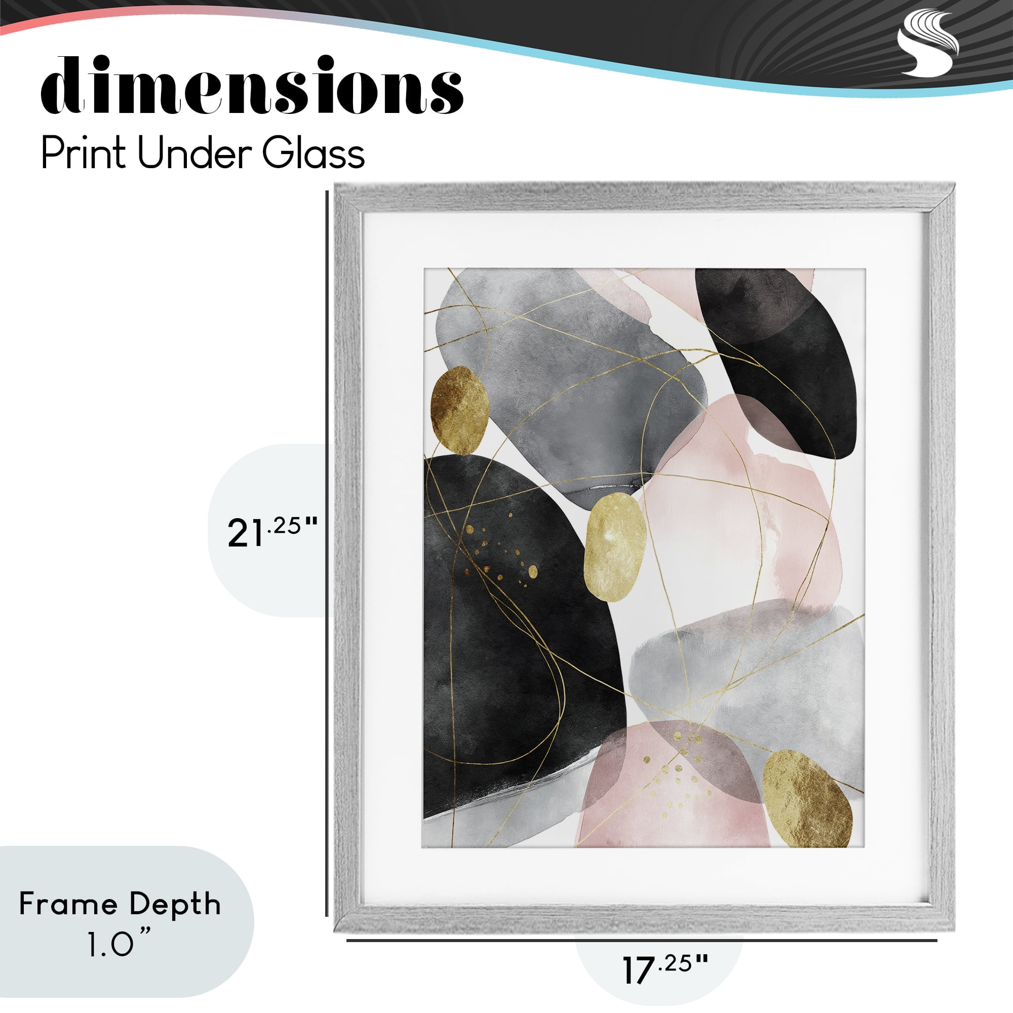 Stupell Industries Gilded Echoes Shapes Gray Framed Print Under Glass, design by Svetlana Aleynikova