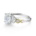 thumbnail image 3 of Gem Stone King 925 Silver and 10K Yellow Gold 3-Stone Ring Set with Moissanite (2.60 Cttw) (Size 5), 3 of 3