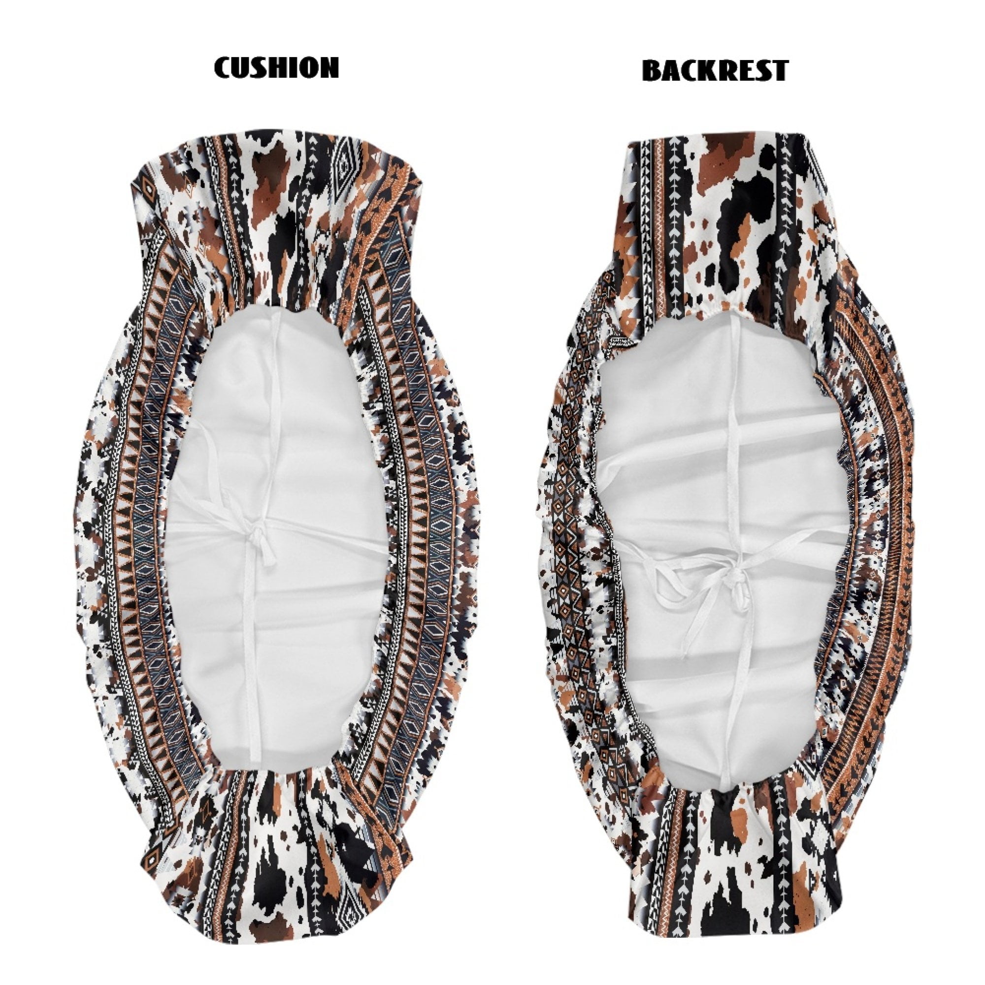 ZIATUBLES 2 Pack Waterproof UTV Seat Covers, Front Bench Seat Protectors Compatible with Kawasaki Mule 4010/3010, Scratch Wear-Resistant UTV Accessory Part(American Tribal Cow Print)