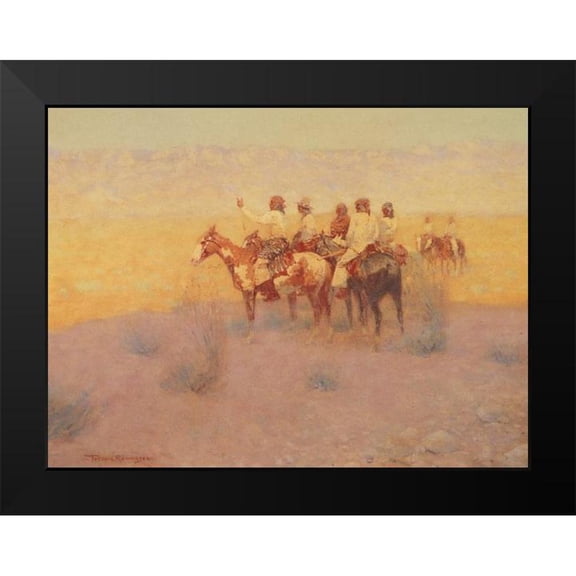 Remington, Frederic 14x12 Black Modern Framed Museum Art Print Titled - Apaches Listening