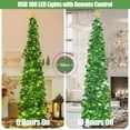 thumbnail image 4 of HMASYO 6 FT Pop Up Christmas Tree with 100 LED Lights & Remote, Green Christmas Tinsel Tree, Collapsible Artificial Pencil Tree for Home Office Party Decor, USB Powered Timer Lights, Easy Assembly, 4 of 8