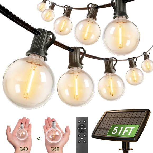 Cadena de luces solares addlon G50, 15 m, resistente al agua, USB, para exteriores