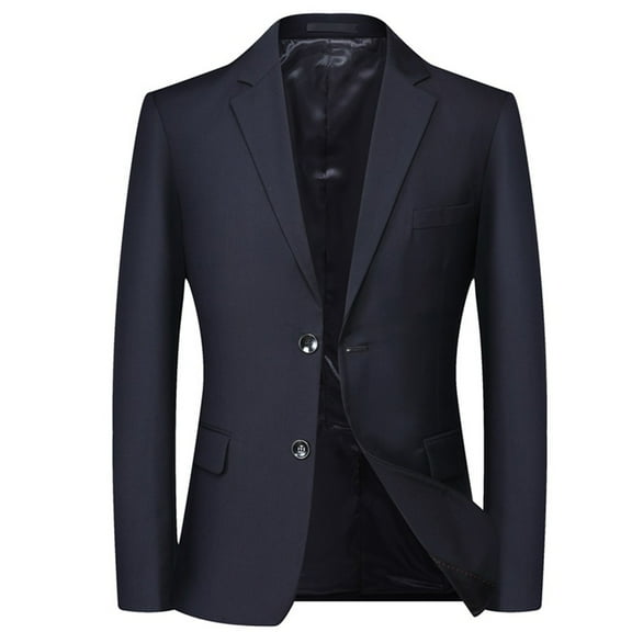 Odeerbi Solid Color Blazers for Men 2024 Suit Jackets New Casual Solid Matching Single Breasted Slim Middle-aged Suit Long Sleeve Hoodless Casual Outwear Jackets Navy