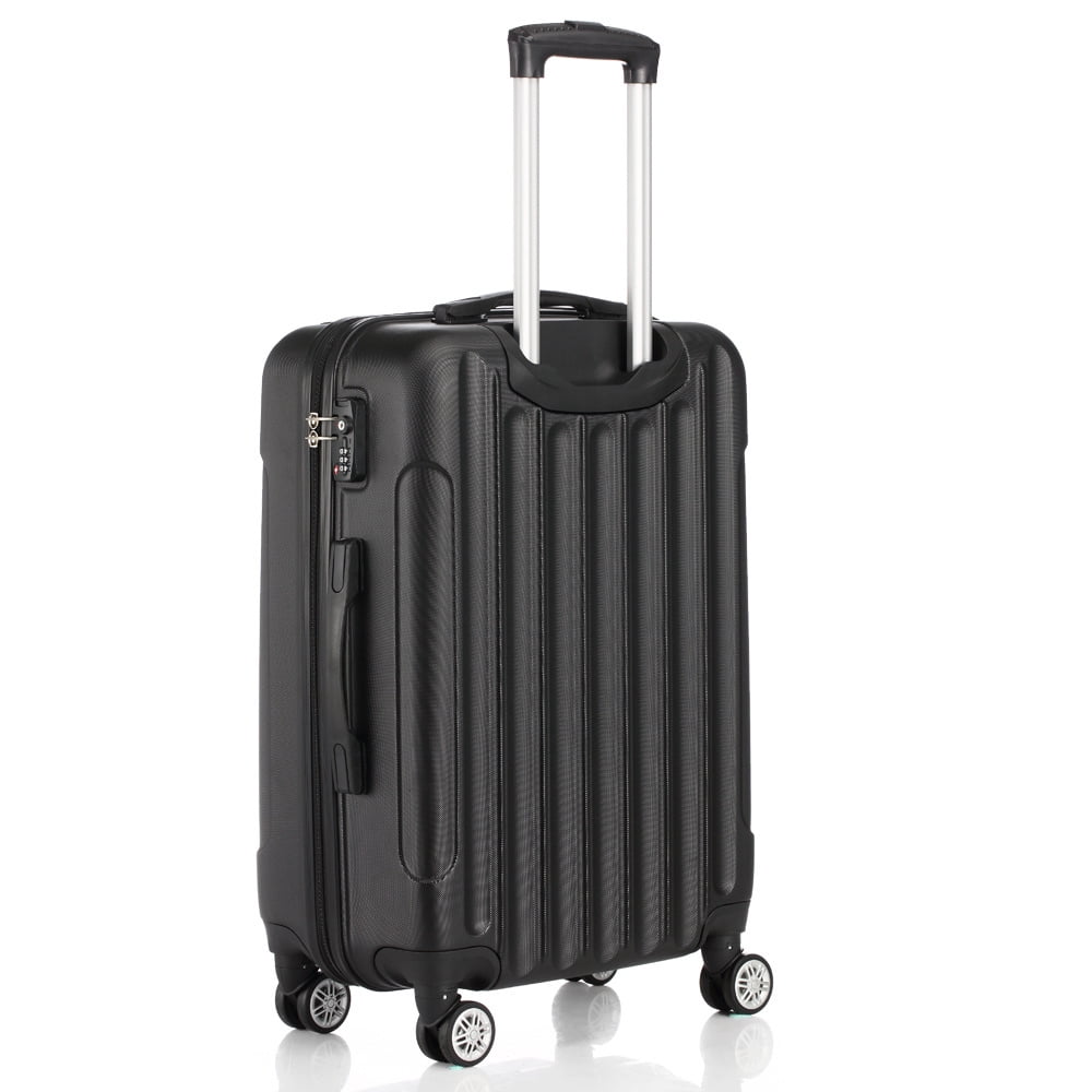 Tcbosik 3-Piece Set ABS Luggage Sets, Large Capacity Carry-on Luggage, Expandable Checked Suitcase Set for Travel Business, 20"/24"/28", Black