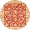thumbnail image 1 of Ahgly Company Indoor Round Abstract Orange Red Abstract Area Rugs, 3' Round, 1 of 6