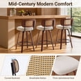 thumbnail image 5 of LEGAHOME Swivel Bar Stools Set of 2, 26” Upholstered Counter Height Bar Stools with Cane Rattan Back and Wood Legs, Mid-Century Modern Barstools for Kitchen Island, 300 lbs, Walnut + Beige, 5 of 9