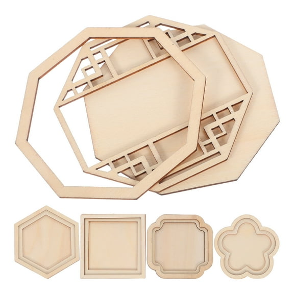 OFFIGAM Vintage Wooden Fridge Magnets for DIY Decor Magnetic Picture Frames Beige Wood Set of 5