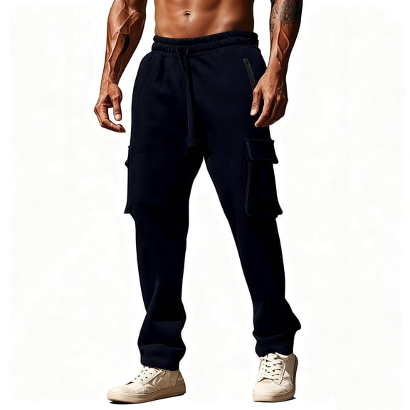 Cargo Pants For Men Straight Leg Lightweight Workout Joggers Pants Athletic Sweatpants With Pockets Loose Fit Trousers