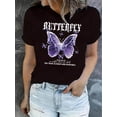 thumbnail image 1 of Camiseta De Mujer Verano Casual Mujer Básica Camiseta Para Deportes Callejeros Playa1pc Women'S Casual Crew Neck T-Shirt with Lightning Butterfly Print, Fashionable Short Sleeve Top, Comfortable Sum, 1 of 6