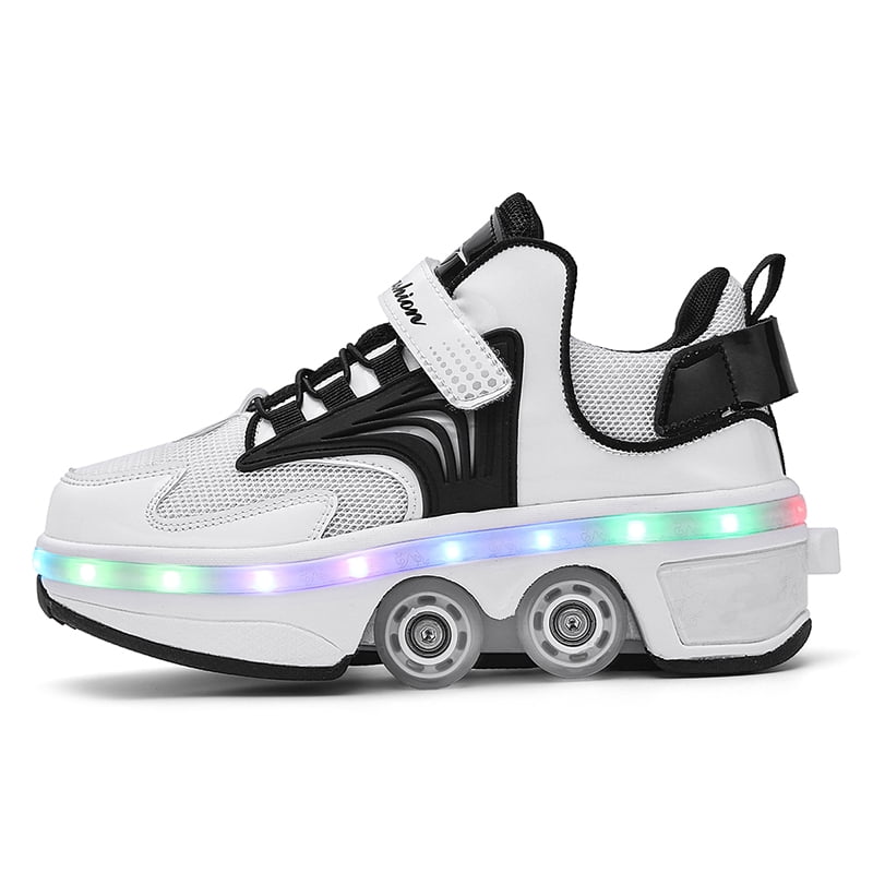 Roller Skates for Women Men, Shoes with Wheels for Girls, Kick Rollers Shoes Retractable for Boys, Adult Parkour Quad Roller Shoes, Inline Skates Children's Outdoor Skates
