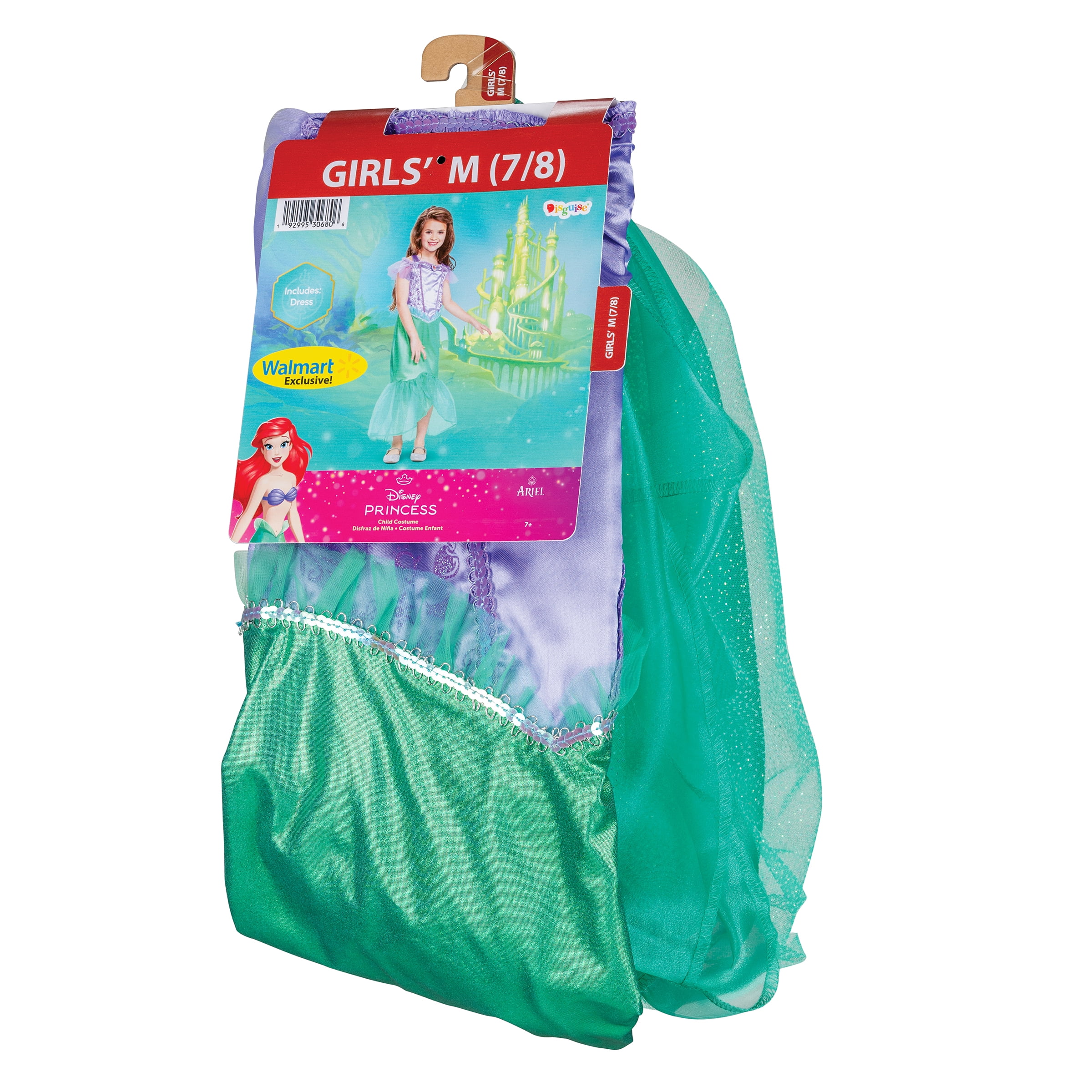 Disney The Little Mermaid Ariel Halloween Costume for Children, Girls Size M (7/8), by Disguise