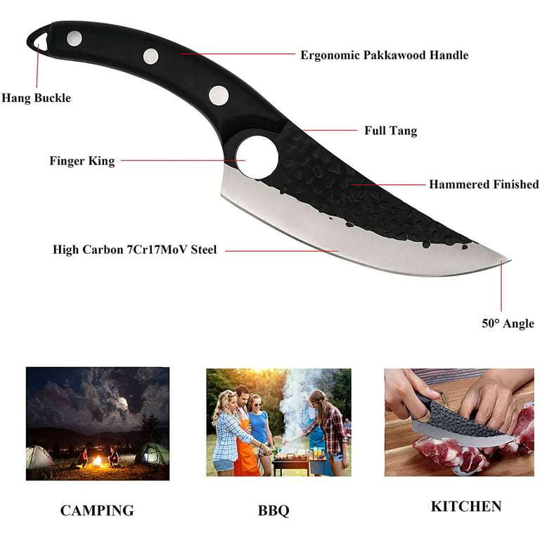 Enoking Serbian Chef Knife Meat Cleaver Forged Butcher Knife With Full Tang  Handle Leather Sheath Kitchen Knife For Kitchen, Camping, Bbq