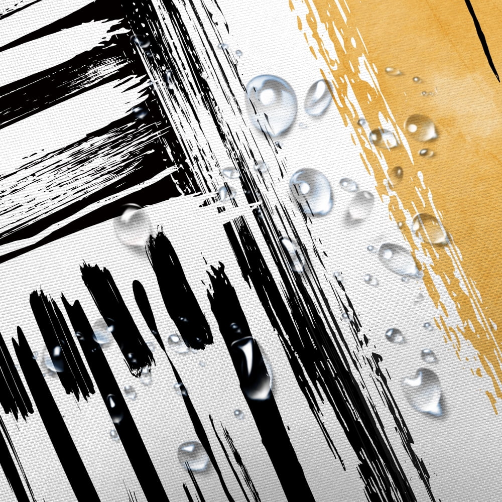 Abstract Designer Shower Curtain Aesthetic Art, Modern Neutral Black and white Yellow Brown Fabric Shower Curtains Set for Men Bathroom Decorative, Restroom Decor Accessories 60X72 Inch