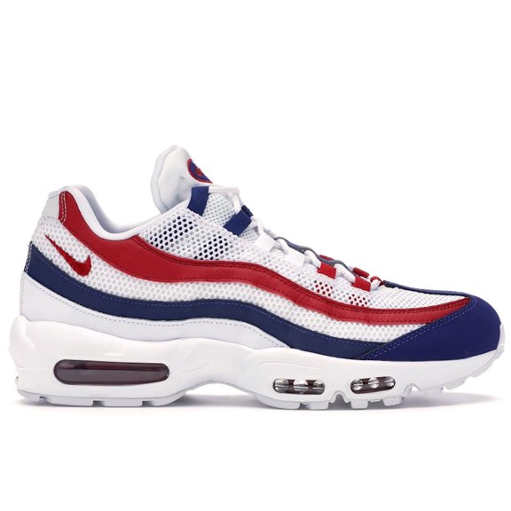 Nike Men's Air Max 95 White Deep Royal Blue Gym Red Running Shoes, from StockX