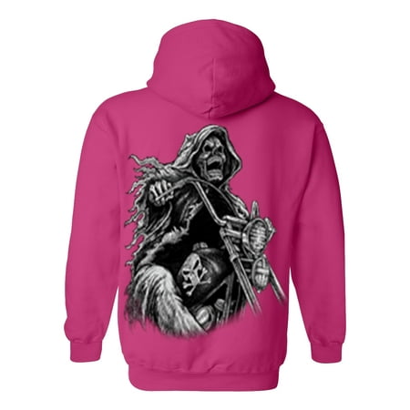 Men's/Unisex Pullover Hoodie Biker Grim Reaper Skeleton