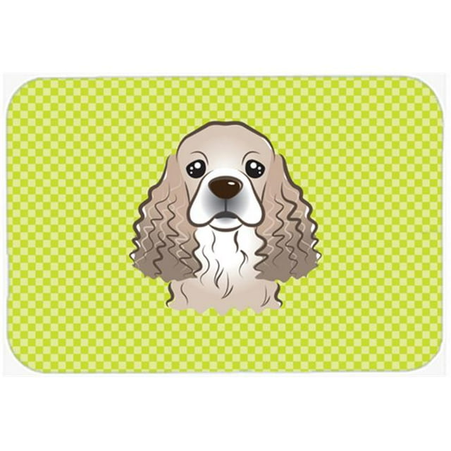Checkerboard Lime Green Cocker Spaniel Mouse Pad, Hot Pad Or Trivet, 7.75 x 9.25 In.