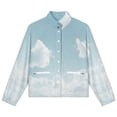 thumbnail image 4 of Jackets for Women Winter Coat Jackets Flannel Stand Collar Jacket(Cloudy Sky Blue Print,Size:S-4XL), 4 of 7
