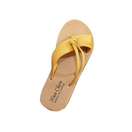 

VKEKIEO Women s Flat Heels Comfortable Slippers Solid Color Strap Knotted Beach Sandals