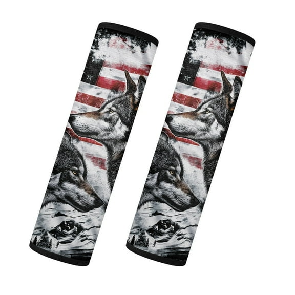 Yuyamidu 2Pcs American Flag Car Seat Belt Cover Pads Wolf Shoulder Seatbelt Pads for Adults Universal Flannel Auto Accessories for Car Seat Belt Car Interior Decoration