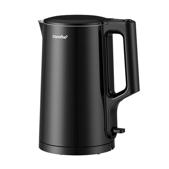 COMFEE' 1.7L Double Wall Electric Tea Kettle and Kettle Water Boiler, 100% Stainless Steel Interior & Lid & Spout, Two-Level Wide Open Lid, 1500W Fast Boiling, Auto-Off a