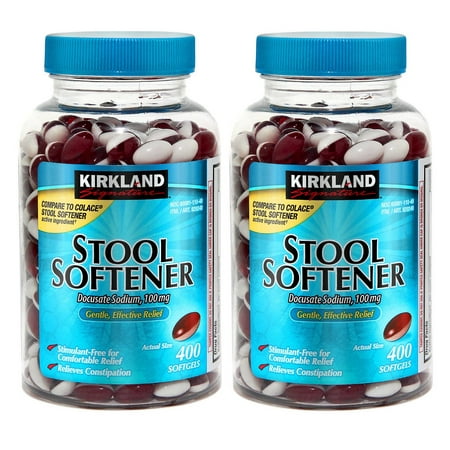 2 PACK | Kirkland Signature Stool Softener 100 mg - 400 Softgels (Pack of 2)