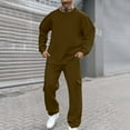 thumbnail image 2 of Men's Tracksuit 2 PCS Crewneck Sweatshirts and Sweatshirts Sweatpants Jogging Sweat Suits Athletic Sweatsuits Sets Casual Gym - Brown-04,XXXL, 2 of 8