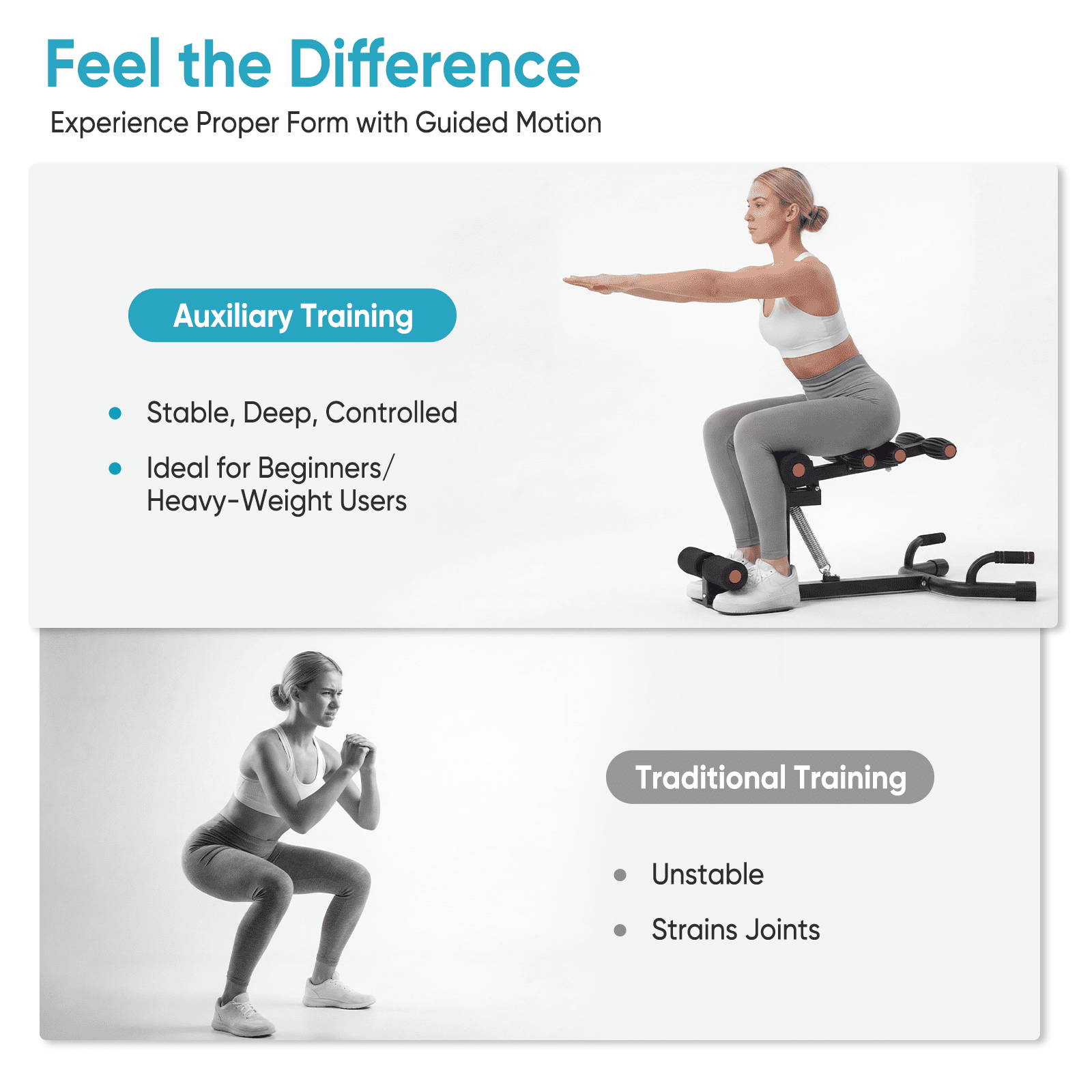 EDX Deep Squat Machine for Women, Adjustable Glutes Trainer, Core & Leg Workout Equipment with Push Up Board for Home Gym