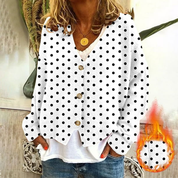 Cárdigan informal para mujer, con botones estampados, moderno y cómodo, de manga larga, de poliéster.