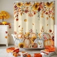 thumbnail image 3 of Retro Thanksgiving Pumpkin Shower Curtain for Bathroom, Eucalyptus Leaves on Yellow Waterproof Shower Curtains Washable Quick Dry with Hooks Bathtub Curtains 36x72 IN, 3 of 6
