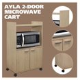 thumbnail image 3 of Ayla Microwave Cabinet with Storage and Upper Shelf for Kitchen Appliances - 2 Door Cabinet Kitchen Storage Cart - Wood Kitchen Cart with Lockable Castors Wheels - Beech, 3 of 7