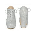 thumbnail image 5 of BLISSFUL STEP Glitter Platform Chunky Heel Lace Up Booties for Women, 5 of 5